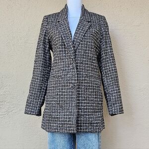 Old Navy Houndstooth Wool Blend Brown and Black Blazer Size Small